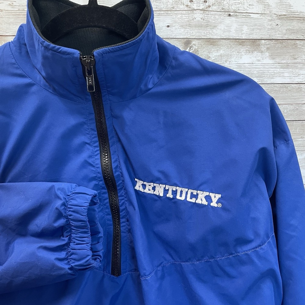 Vintage Kentucky Wildcats Mens M Windbreaker Blue  1/4‎ Zip Vented Boathouse USA